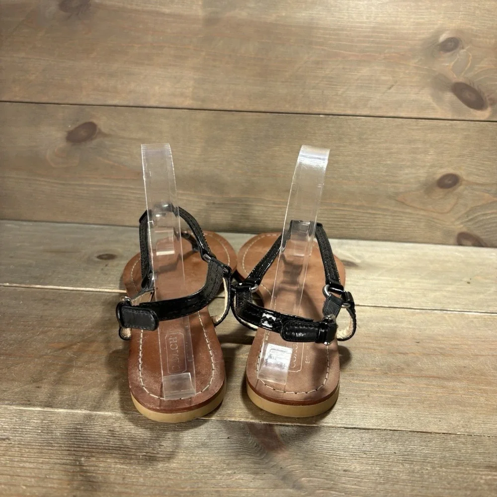 coach rue womens size 9 shoes black thong slinback comfort sandals
